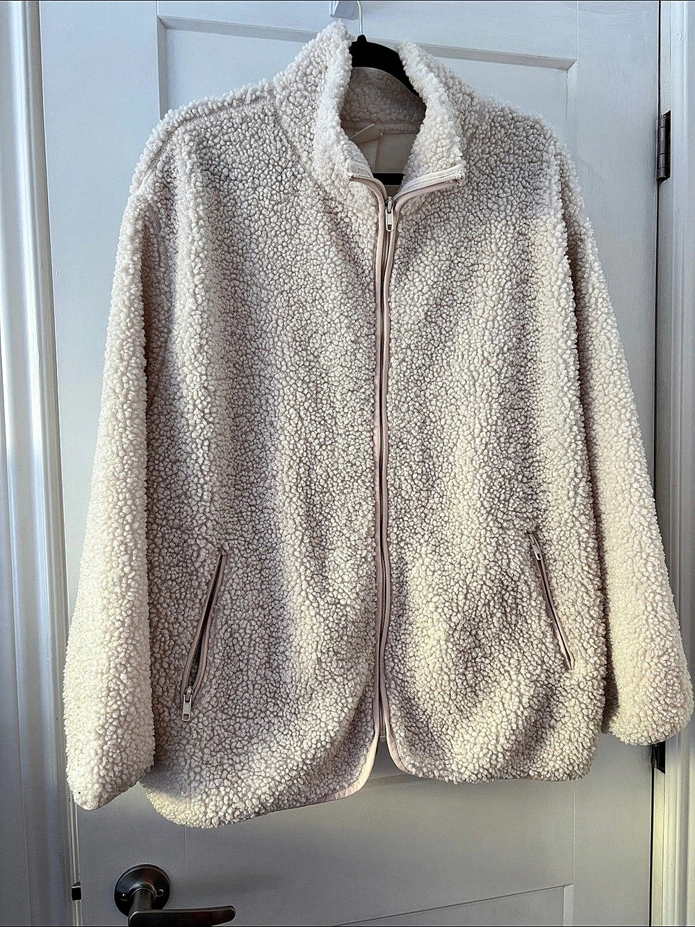 H&M Teddy Fleece Sherpa Jacket in Cream XL